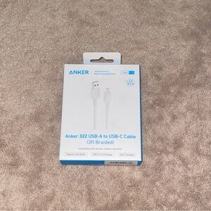 Anker 322 USB-A to USB-C Cable 3ft Braided - White